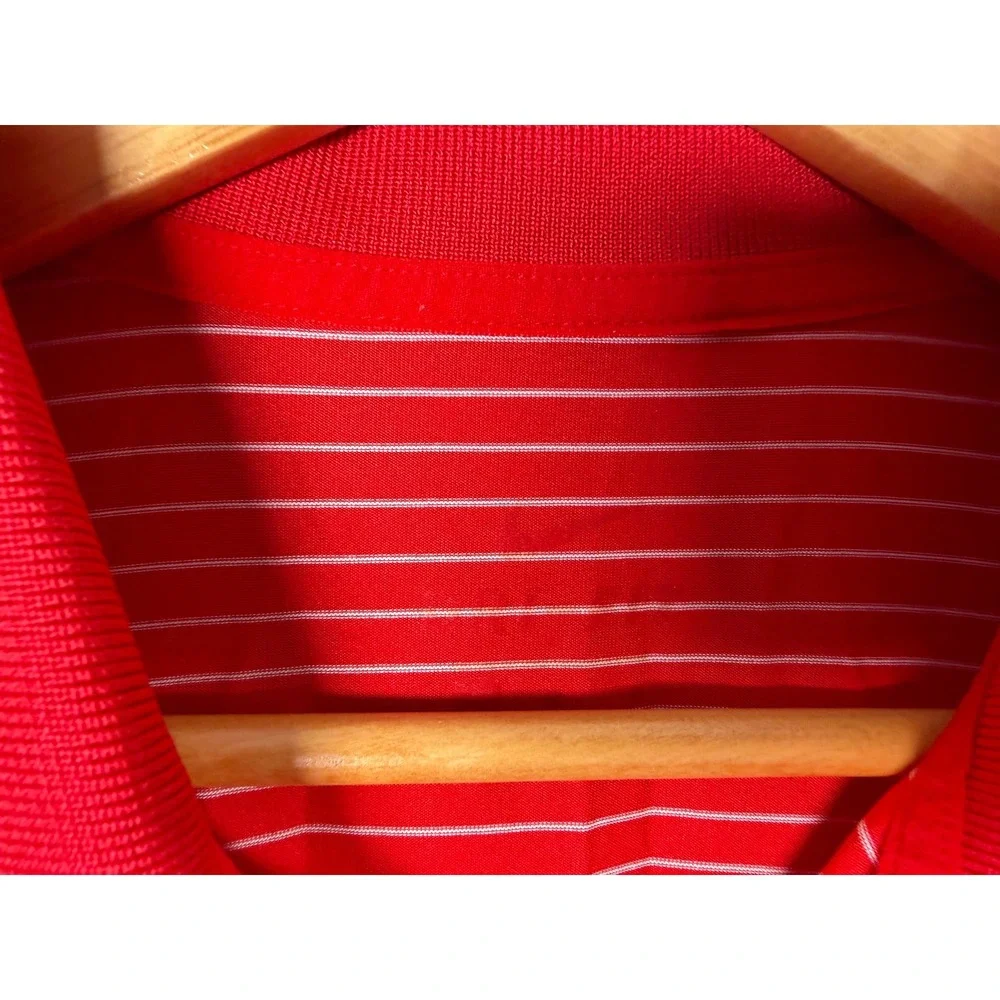Nike Georgia Bulldogs Mens Medium Red White Striped Performance Polo Shirt